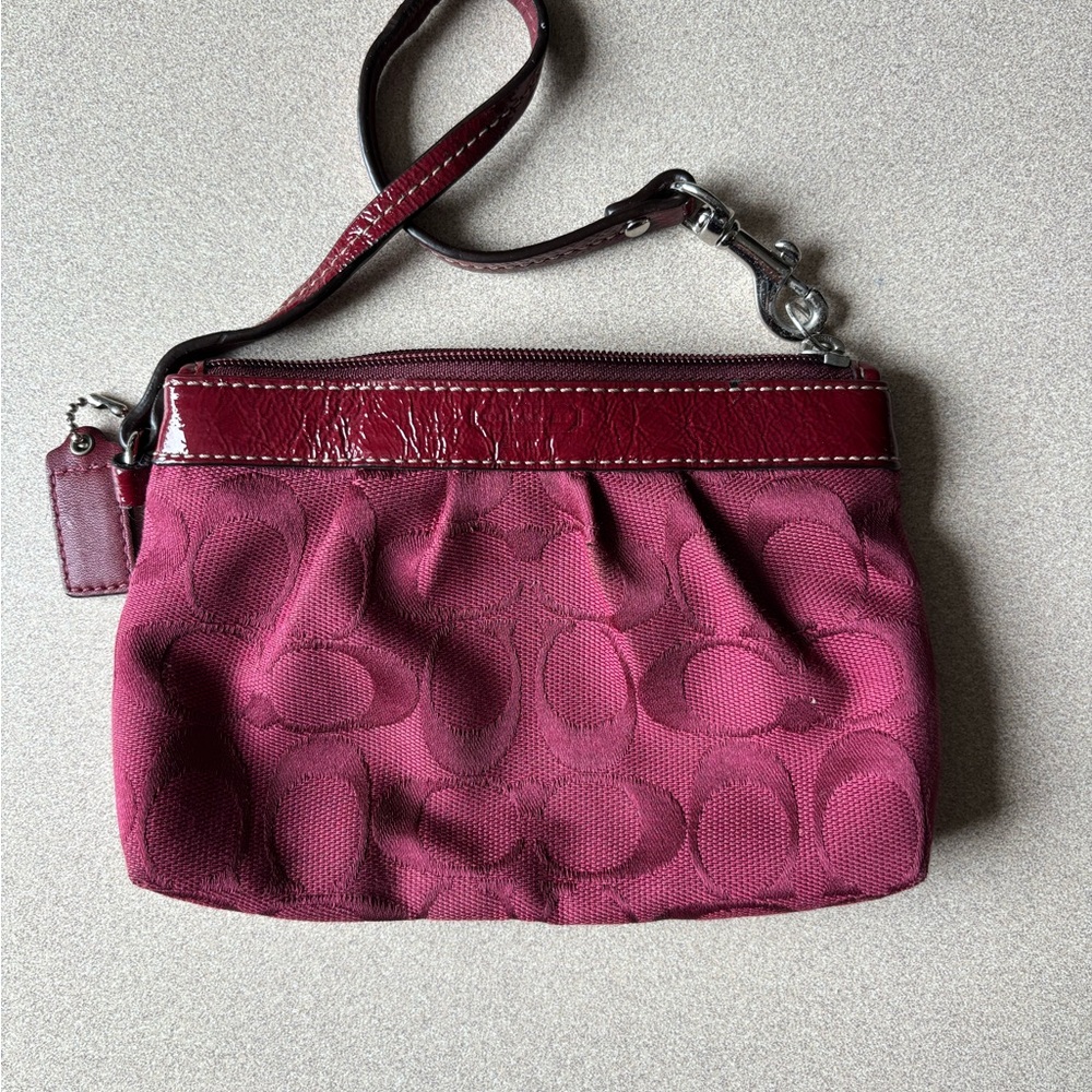 Coach Red Clutch Wristlet with Signature Monogram